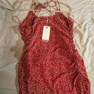 Floral Double Spaghettie Tie Mini Dress